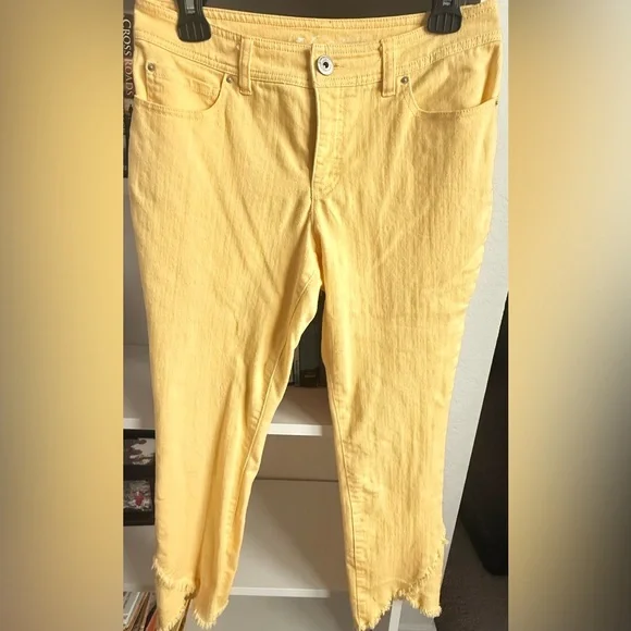 💛INC💛 Women’s Yellow Ankle Cropped Jeans sz 6 - Picture 8 of 8